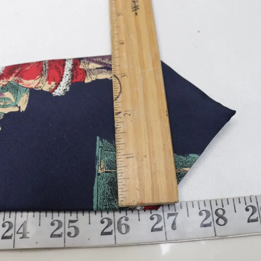 Vtg Wembly Santa Claus Tie Mens 58 in Silk Blue Red Green Wide Tree Presents